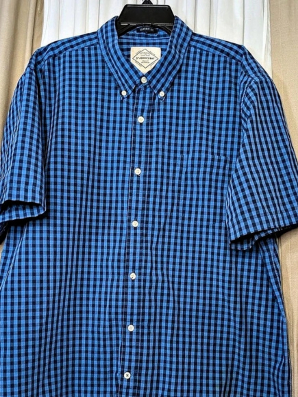 St. John's Bay Men's Gingham Button Down Blue XXL